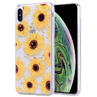 Gold Foil Style Dropping Glue TPU Soft Protective Case for iPhone XS / X(Sunflower)