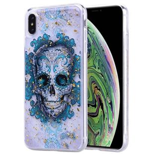 For iPhone X / XS Gold Foil Style Dropping Glue TPU Soft Protective Case(Skull)