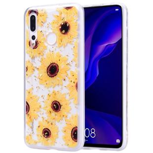 Cartoon Pattern Gold Foil Style Dropping Glue TPU Soft Protective Case for Huawei Y7 (2019)(Sunflower)