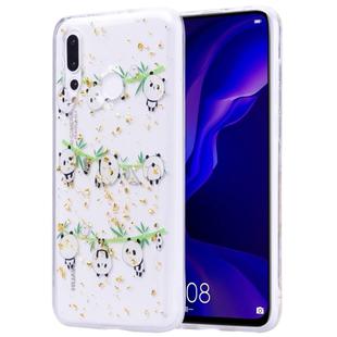 Cartoon Pattern Gold Foil Style Dropping Glue TPU Soft Protective Case for Huawei Y7 (2019)(Panda)