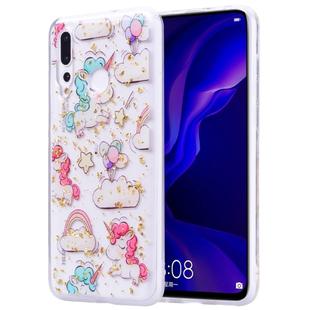 Cartoon Pattern Gold Foil Style Dropping Glue TPU Soft Protective Case for Huawei Y7 (2019)(Pony)
