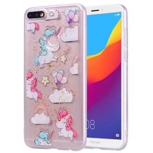 Cartoon Pattern Gold Foil Style Dropping Glue TPU Soft Protective Case for Huawei Honor 7C(Pony)