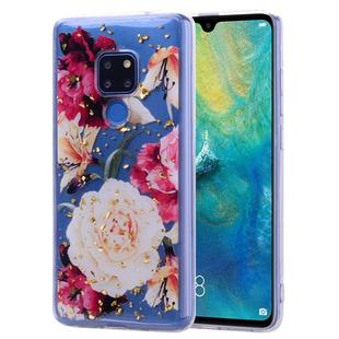 Cartoon Pattern Gold Foil Style Dropping Glue TPU Soft Protective Case for Huawei Mate 20(Flower)