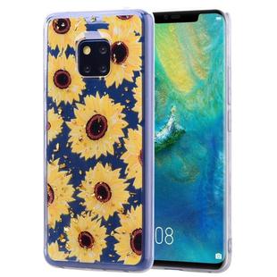 Cartoon Pattern Gold Foil Style Dropping Glue TPU Soft Protective Case for Huawei Mate20 Pro(Sunflower)