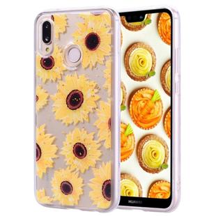 Cartoon Pattern Gold Foil Style Dropping Glue TPU Soft Protective Case for Huawei P20 Lite(Sunflower)