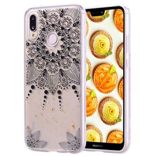 Cartoon Pattern Gold Foil Style Dropping Glue TPU Soft Protective Case for Huawei P20 Lite(Datura)