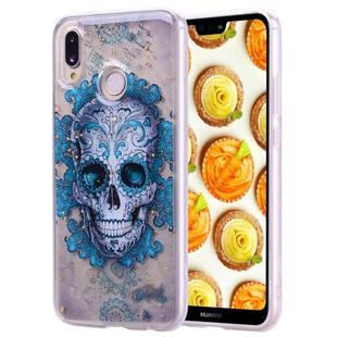 Cartoon Pattern Gold Foil Style Dropping Glue TPU Soft Protective Case for Huawei P20 Lite(Skull)