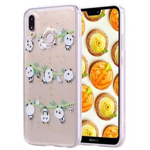 Cartoon Pattern Gold Foil Style Dropping Glue TPU Soft Protective Case for Huawei P20 Lite(Panda)
