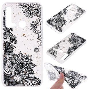Cartoon Pattern Gold Foil Style Dropping Glue TPU Soft Protective Case for Huawei P20 Lite (2019)(Black Lace)