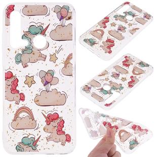Cartoon Pattern Gold Foil Style Dropping Glue TPU Soft Protective Case for Huawei P20 Lite (2019)(Pony)