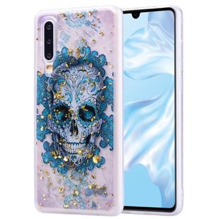 Cartoon Pattern Gold Foil Style Dropping Glue TPU Soft Protective Case for Huawei P30(Skull)