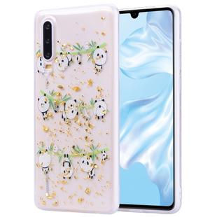 Cartoon Pattern Gold Foil Style Dropping Glue TPU Soft Protective Case for Huawei P30(Panda)
