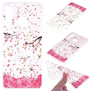 Cartoon Pattern Gold Foil Style Dropping Glue TPU Soft Protective Case for Huawei P30 Lite(Sakura)