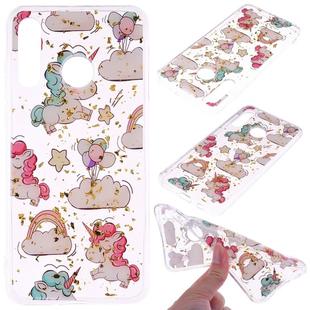 Cartoon Pattern Gold Foil Style Dropping Glue TPU Soft Protective Case for Huawei P30 Lite(Pony)