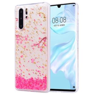 Cartoon Pattern Gold Foil Style Dropping Glue TPU Soft Protective Case for Huawei P30 Pro(Sakura)