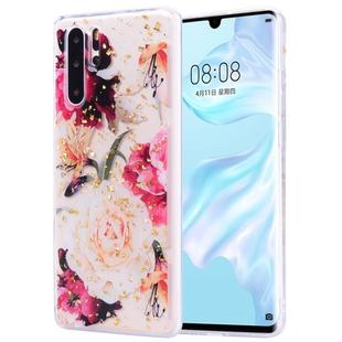 Cartoon Pattern Gold Foil Style Dropping Glue TPU Soft Protective Case for Huawei P30 Pro(Flower)