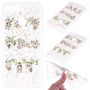 Cartoon Pattern Gold Foil Style Dropping Glue TPU Soft Protective Case for Huawei Y6 (2018)(Panda)