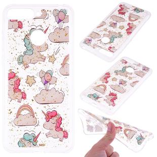 Cartoon Pattern Gold Foil Style Dropping Glue TPU Soft Protective Case for Huawei Y6 (2018)(Pony)