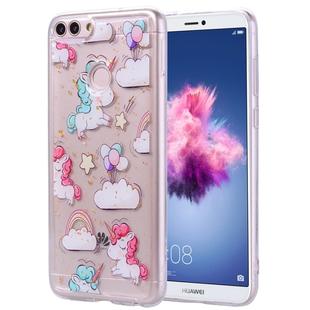 Cartoon Pattern Gold Foil Style Dropping Glue TPU Soft Protective Case for Huawei P Smart / Enjoy 7S(Pony)