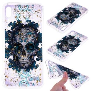 Cartoon Pattern Gold Foil Style Dropping Glue TPU Soft Protective Case for Huawei Enjoy 9(Skull)