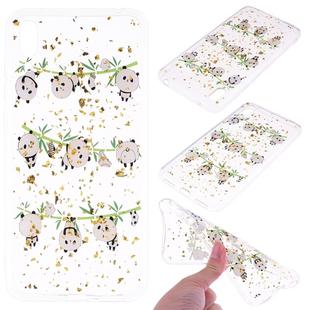 Cartoon Pattern Gold Foil Style Dropping Glue TPU Soft Protective Case for Huawei Enjoy 9(Panda)