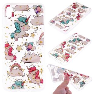 Cartoon Pattern Gold Foil Style Dropping Glue TPU Soft Protective Case for Huawei Enjoy 9(Pony)