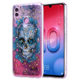 Cartoon Pattern Gold Foil Style Dropping Glue TPU Soft Protective Case for Huawei Honor 10 Lite(Skull)