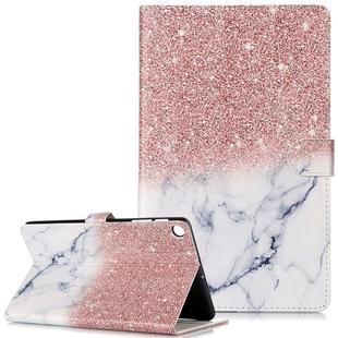 Colored Drawing Pattern Horizontal Flip PU Leather Case with Holder & Card Slots & Wallet For Galaxy Tab A 10.1 (2019) / T510(Rose Gold White  Marble)