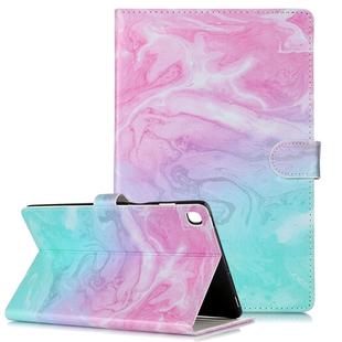 Colored Drawing Pattern Horizontal Flip PU Leather Case with Holder & Card Slots & Wallet For Galaxy Tab S5e / T720(Pink Green  Marble)