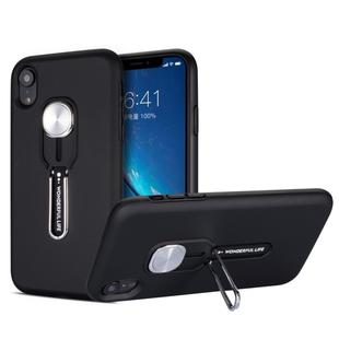 Shockproof TPU + PC Protective Case with Holder For iPhone XR(Black)