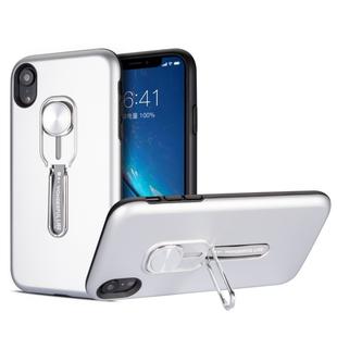 Shockproof TPU + PC Protective Case with Holder For iPhone XR(Silver)
