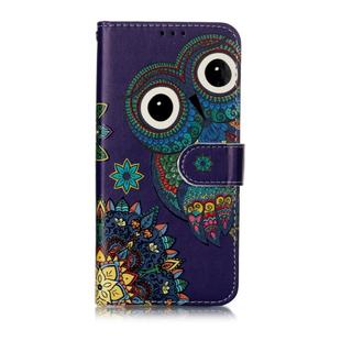 Oil Embossed Coloured Drawing Pattern Horizontal Flip PU Leather Case with Holder & Card Slots & Wallet & Photo Frame For Galaxy A20e(Blue Owl)