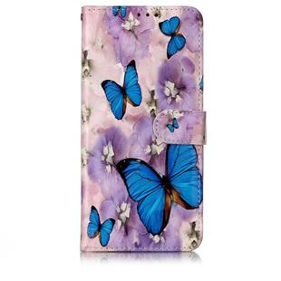 Oil Embossed Coloured Drawing Pattern Horizontal Flip PU Leather Case with Holder & Card Slots & Wallet & Photo Frame For Galaxy A70(Purple Flower Butterfly)