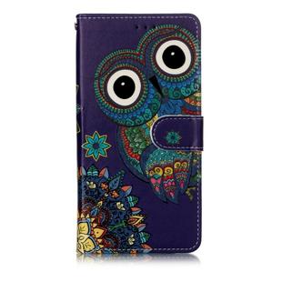 Oil Embossed Coloured Drawing Pattern Horizontal Flip PU Leather Case with Holder & Card Slots & Wallet & Photo Frame For LG G8 ThinQ(Blue Owl)