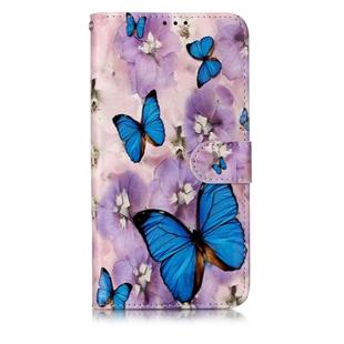 Oil Embossed Coloured Drawing Pattern Horizontal Flip PU Leather Case with Holder & Card Slots & Wallet & Photo Frame For LG Stylo 5(Purple Flower Butterfly)
