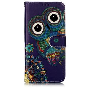 Oil Embossed Coloured Drawing Pattern Horizontal Flip PU Leather Case with Holder & Card Slots & Wallet & Photo Frame For OnePlus 7(Blue Owl)