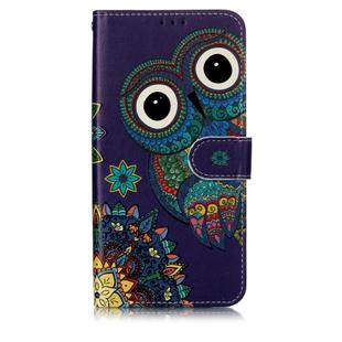 Oil Embossed Coloured Drawing Pattern Horizontal Flip PU Leather Case with Holder & Card Slots & Wallet & Photo Frame For Xiaomi Redmi 7(Blue Owl)