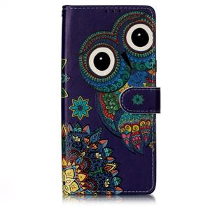 Oil Embossed Coloured Drawing Pattern Horizontal Flip PU Leather Case with Holder & Card Slots & Wallet & Photo Frame For Galaxy S10 5G(Blue Owl)