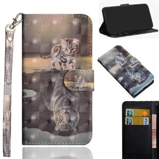 3D Painting Pattern Coloured Drawing Horizontal Flip TPU + PU Leather Case with Holder & Card Slots & Wallet for LG Q60 / K50(Cat Tiger)