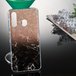 Coloured Drawing Pattern IMD Workmanship Soft TPU Protective Case For Galaxy A60(Rose Gold Black Marble)