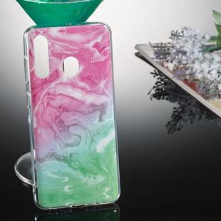 Coloured Drawing Pattern IMD Workmanship Soft TPU Protective Case For Galaxy A60(Pink Green Marble)
