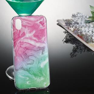 Coloured Drawing Pattern IMD Workmanship Soft TPU Protective Case For Huawei Y5 2019(Pink Green Marble)