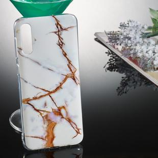 Coloured Drawing Pattern IMD Workmanship Soft TPU Protective Case For Galaxy A50(White Gold Marble)