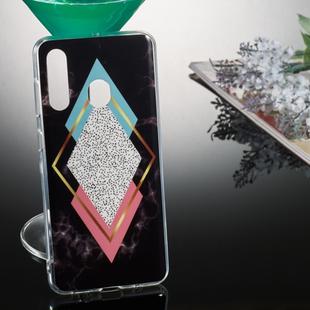 Coloured Drawing Pattern IMD Workmanship Soft TPU Protective Case For Galaxy A60(Black Diamond Marble)