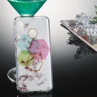 Coloured Drawing Pattern IMD Workmanship Soft TPU Protective Case For Galaxy A20e(Hexagonal Marble)