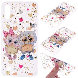 Cartoon Pattern Gold Foil Style Dropping Glue TPU Soft Protective Case for Galaxy A10(Loving Owl)