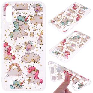 Cartoon Pattern Gold Foil Style Dropping Glue TPU Soft Protective Case for Galaxy A10(Pony)