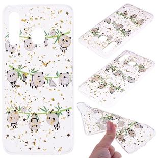 Cartoon Pattern Gold Foil Style Dropping Glue TPU Soft Protective Case for Galaxy A20 / A30(Panda)