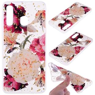 Cartoon Pattern Gold Foil Style Dropping Glue TPU Soft Protective Case for Galaxy A20 / A30(Flower)