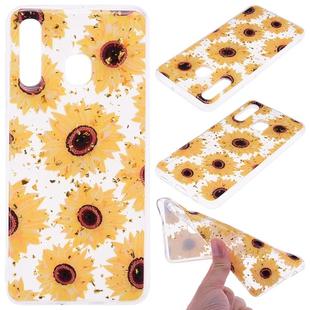Cartoon Pattern Gold Foil Style Dropping Glue TPU Soft Protective Case for Galaxy A50(Sunflower)